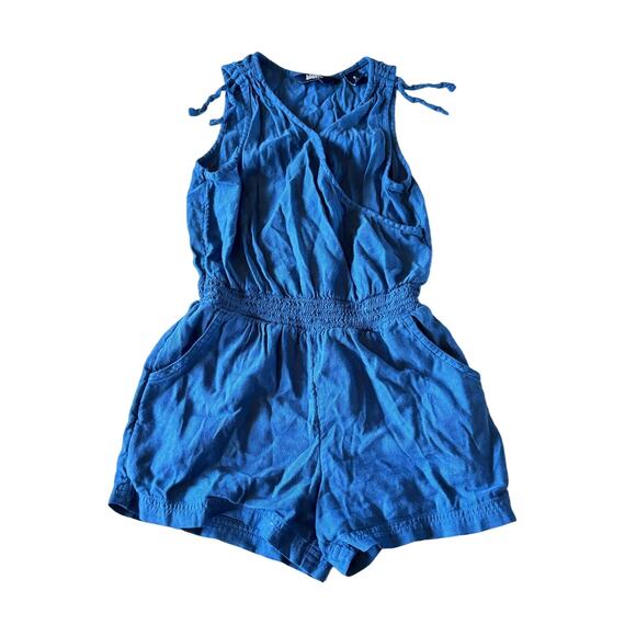 Lands' End Girls Small 6/7 Summer Romper Outfit Blue Sleeveless - Picture 1 of 8